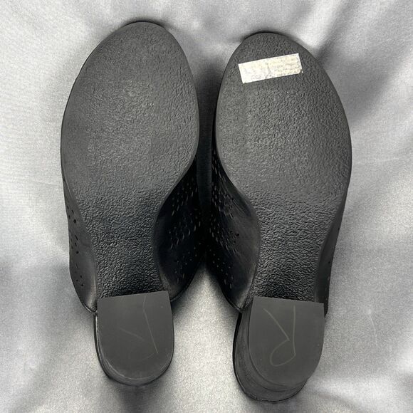 Susina Heel Women's 7.5 Danella Mules‎ Black Perforated Laser Cut Block Sandals - Picture 10 of 14